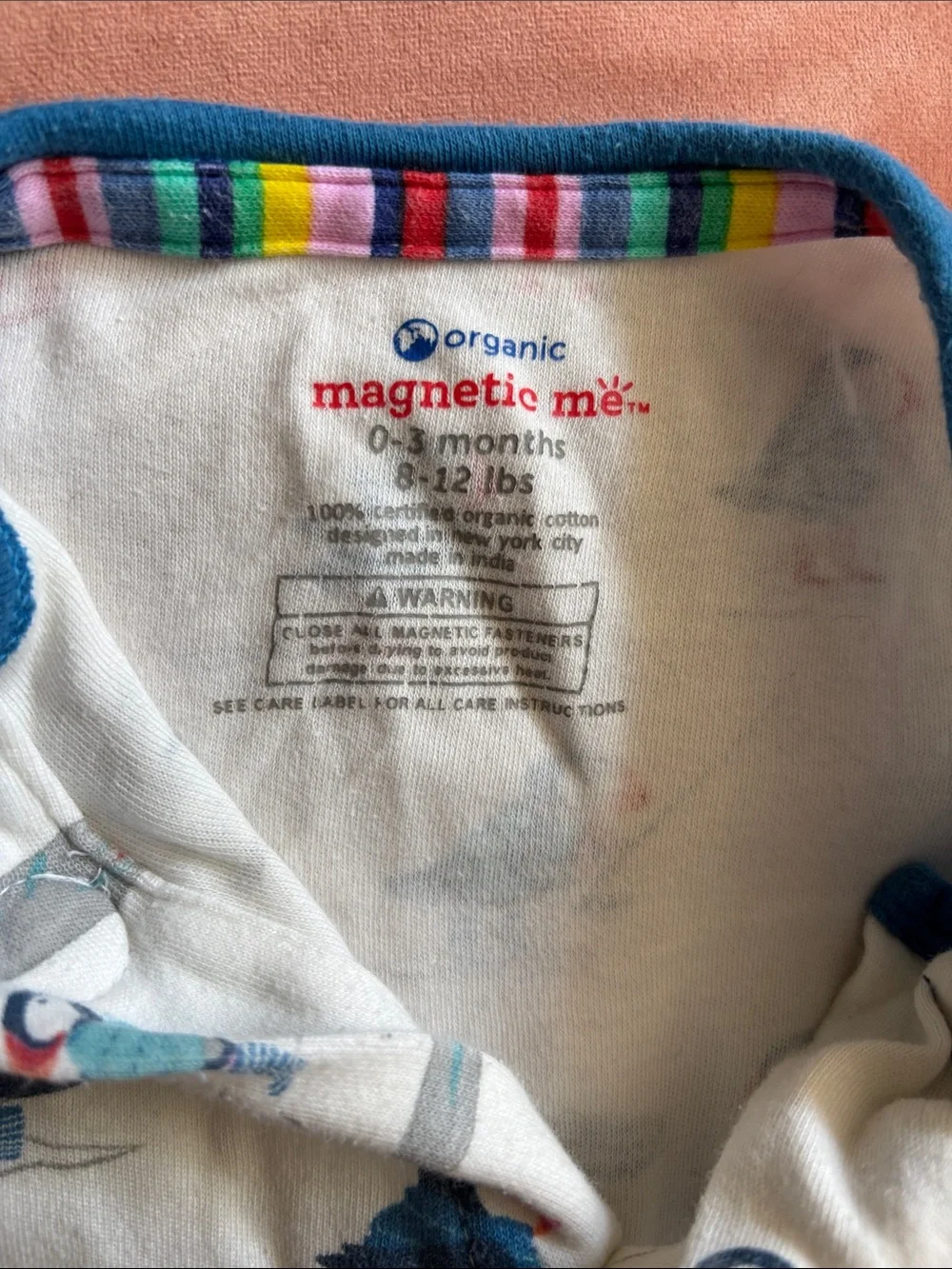 Puffin Print Cream Baby One-Piece Footed Sleeper organic 100%
